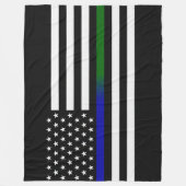 薄い青/緑の線のフラグ フリースブランケット (正面)