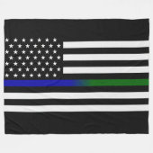 薄い青/緑の線のフラグ フリースブランケット (正面(横))