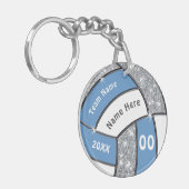 薄い青、銀、白、安いバレーボールの贈り物 キーホルダー (正面左)