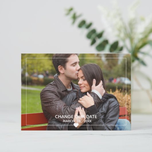 薄い額縁の写真 – 3 x 5日の予定を変更 招待状 (スタンド正面)