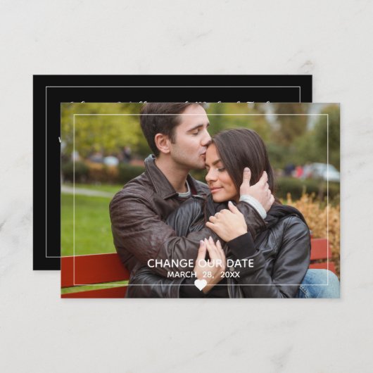 薄い額縁の写真 – 3 x 5日の予定を変更 招待状 (正面/裏面)