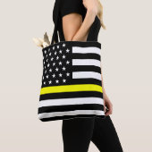 薄い黄線ディスパッチャーの旗 トートバッグ (クローズアップ)