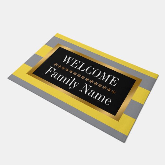 薄い黄色と柔らかい灰色のドーカスタマイズマー ドアマット (アングル)