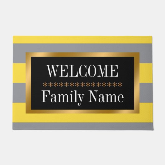 薄い黄色と柔らかい灰色のドーカスタマイズマー ドアマット (正面)