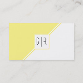 薄い黄色と白のモノグラモダンム幾何学模様 名刺