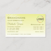 薄い黄色のグラデーションのヤシの葉モノグラムとロゴ 名刺 (裏面)