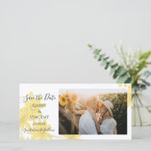 薄い黄色のデイジー結婚式の日付を保存 セーブザデート (スタンド正面)