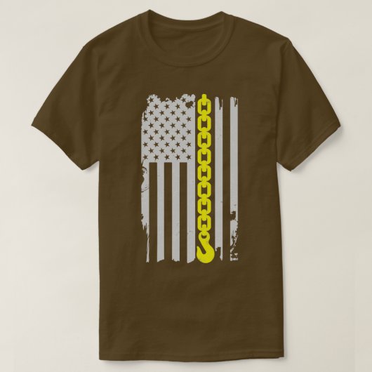 薄い黄色のライン牽引フックチェーン旗アメリカントウ Tシャツ (デザイン正面)