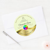 薄い黄色の波状金ゴールドロゴモノグラム製品ラベル ラウンドシール (封筒)