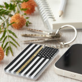 薄い黄色の線のグリッターフラグ キーホルダー (正面右)