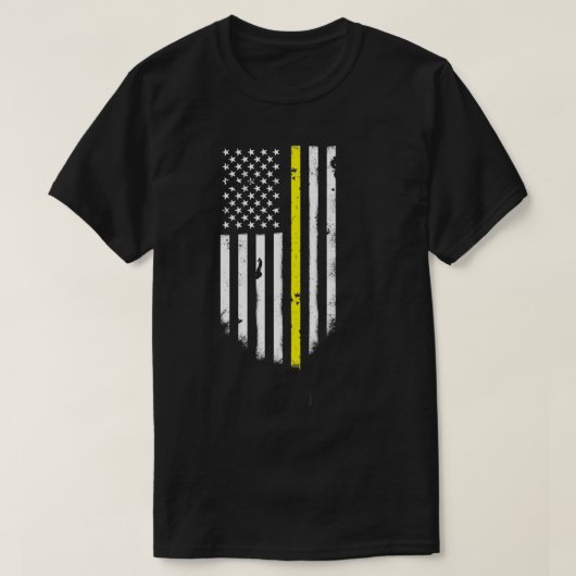 薄い黄色の線アメリカ国旗クールの上 Tシャツ (デザイン正面)