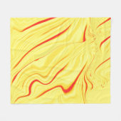 薄い黄色の色調、赤みを帯びた曲線を持つ波状の布 フリースブランケット (正面(横))