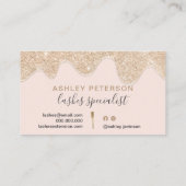 薄い黄色モダンの金ゴールドをドリップし、ピンク色のブラシを塗る 名刺 (裏面)