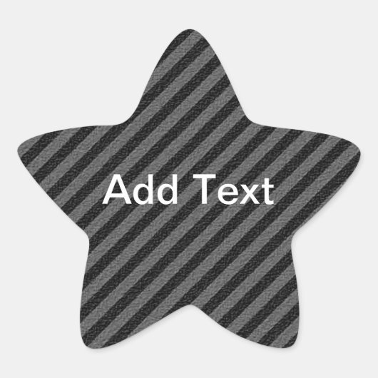 薄い黒いグレーの対角ストライプ線テキスト 星シール (正面)