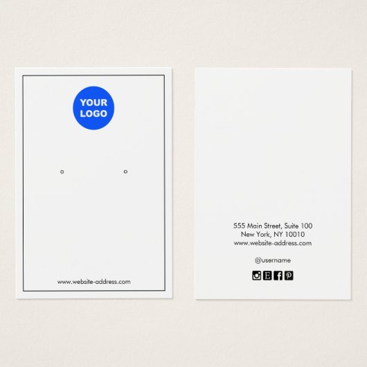 薄い黒い白縁ど色のカスタムロゴ付きイヤリング (正面&裏面)