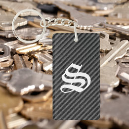 薄い黒とグレーの対角線ストライプ線 キーホルダー