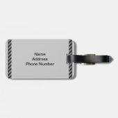 薄い黒とグレーの対角線ストライプ線 ラゲッジタグ (裏面横)