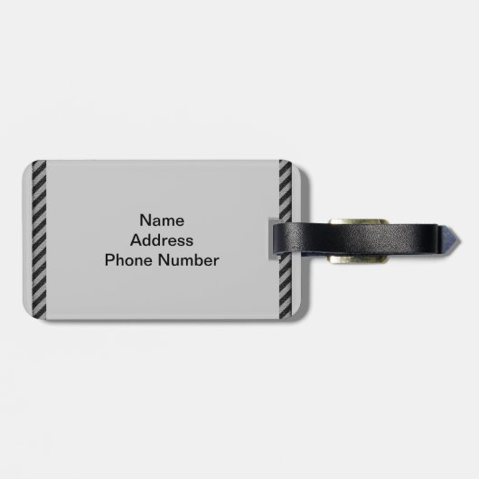 薄い黒とグレーの対角線ストライプ線 ラゲッジタグ (裏面横)
