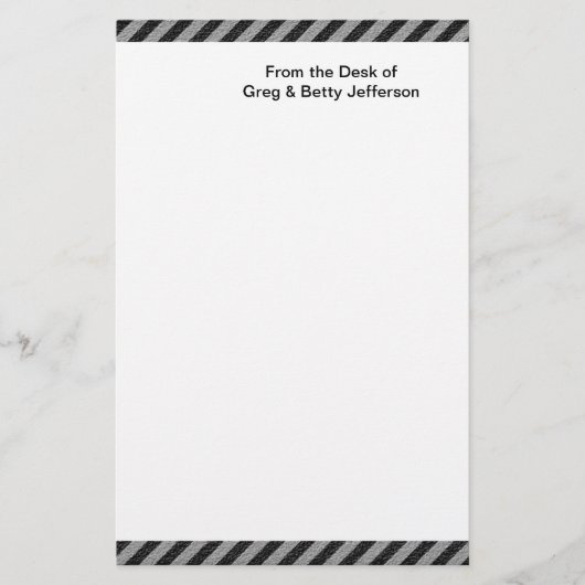 薄い黒とグレーの対角線ストライプ線 便箋 (正面)