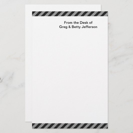 薄い黒とグレーの対角線ストライプ線 便箋 (正面/裏面)