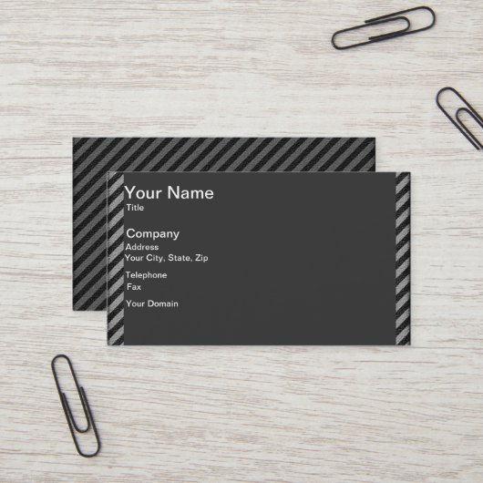 薄い黒とグレーの対角線ストライプ線 名刺 (正面/裏面インサイチュ)