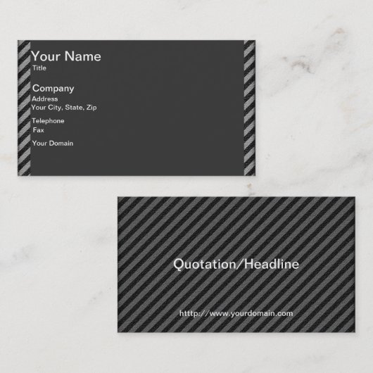 薄い黒とグレーの対角線ストライプ線 名刺 (正面/裏面)