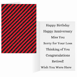 薄い黒と赤の対角のグリーティストライプングカード