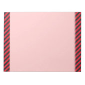 薄い黒と赤の対角線のストライプ ノートパッド (正面)