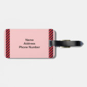 薄い黒と赤の対角線のストライプ ラゲッジタグ (裏面横)