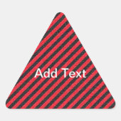 薄い黒と赤の対角線のストライプ 三角形シール (正面)