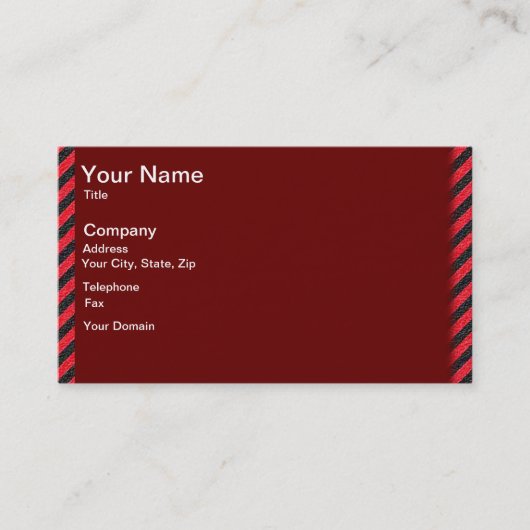 薄い黒と赤の対角線のストライプ 名刺 (正面)