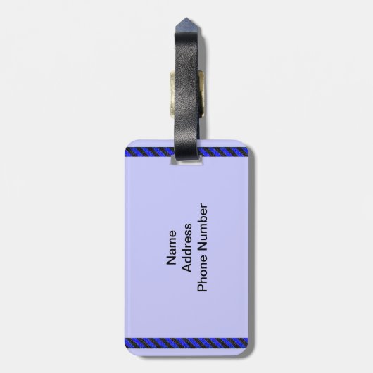 薄い黒と青の対角線のストライプ ラゲッジタグ (裏面縦)