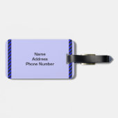 薄い黒と青の対角線のストライプ ラゲッジタグ (裏面横)