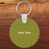 薄い黒と黄色の対角ストライプ線 キーホルダー (正面)