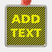 薄い黒と黄色の対角ストライプ線 メタルオーナメント (正面)