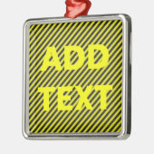 薄い黒と黄色の対角ストライプ線 メタルオーナメント (左)