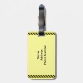 薄い黒と黄色の対角ストライプ線 ラゲッジタグ (裏面縦)