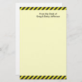 薄い黒と黄色の対角ストライプ線 便箋 (正面/裏面)