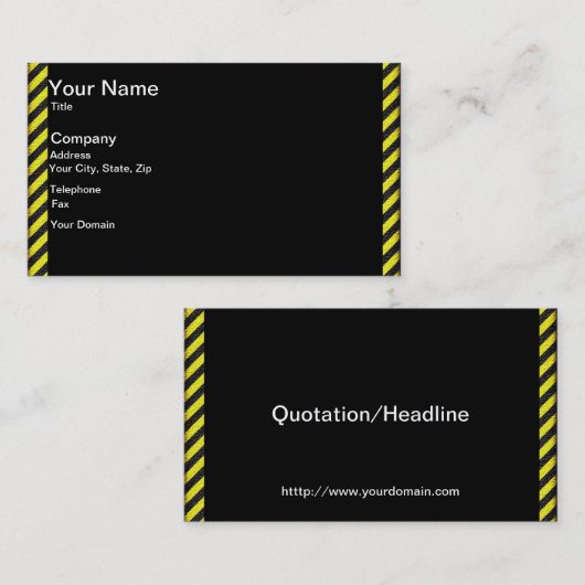 薄い黒と黄色の対角ストライプ線 名刺 (正面/裏面)