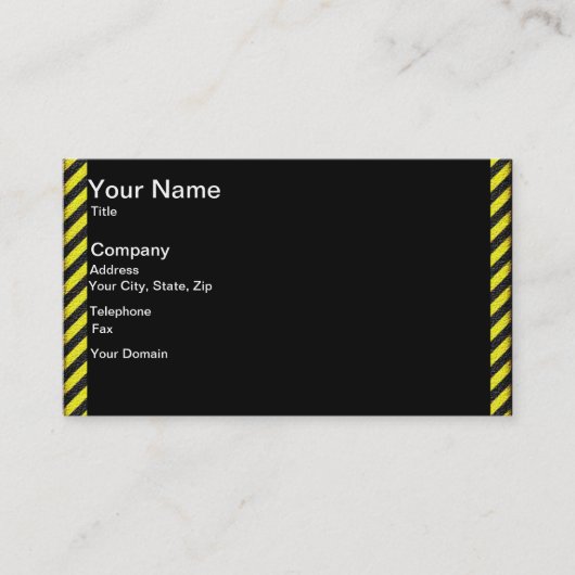薄い黒と黄色の対角ストライプ線 名刺 (正面)