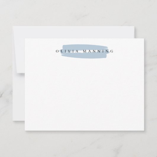 薄かわいらしモダン色の水色ブラシストローク ノートカード (正面)