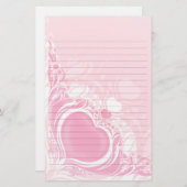 薄かわいらし色ピンクのハート結婚スワールのライニング紙 便箋 (正面/裏面)