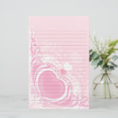 薄かわいらし色ピンクのハート結婚スワールのライニング紙 便箋 (スタンド正面)