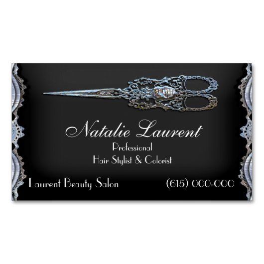 薄くシックなヴィンテージは磁気スタイリストを切ります マグネット名刺 (正面)