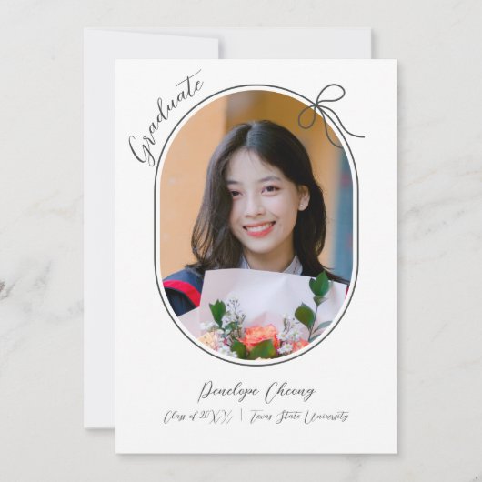 薄く弓縁ど付き楕円形ミニマル写真 案内状 (正面)