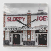 薄く水っぽいジョーのKey Westの時計 スクエア壁時計 (正面)