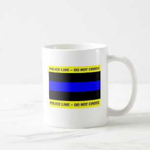 薄く青い警察の警戒線 コーヒーマグカップ