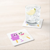 薄めのアイスクリームポップ スクエアペーパーコースター (インサイチュ)