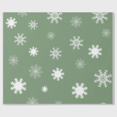 薄よくはしゃぐ緑の単色の雪フレーク ラッピングペーパー (フラット)