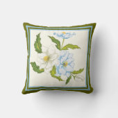 薄エレガントい青と白の花束 クッション (裏面)